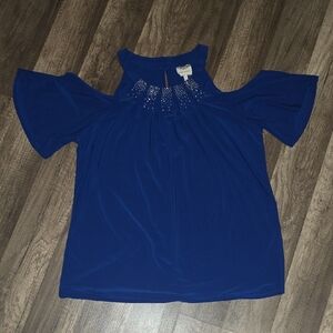 Apt. 9 Royal Blue Cold Shoulder Blouse